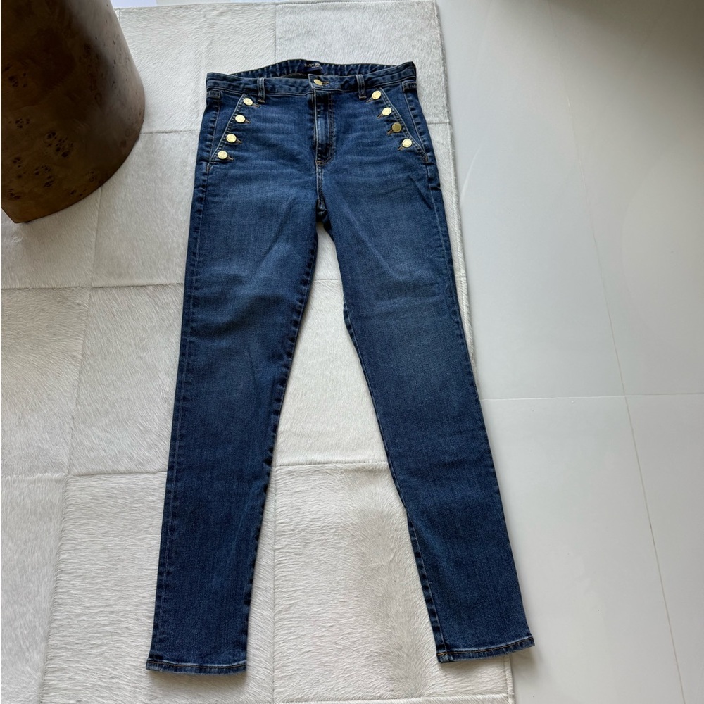 Ramy Brook Dark Blue Skinny Jeans with Gold Buttons